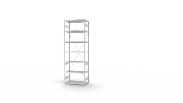 hofe Fachboden-Grundregal, 3000x500x1000 mm, 7 Fachebenen, RAL 7035, 140 kg Fachlast, 1700 kg Feldlast, einseitige Bedienung, HKG30510XL