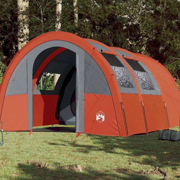 vidaXL Tunnelzelt 4 Personen Grau und Orange Wasserdicht, 94402
