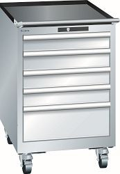LISTA Schubladenschrank mobil 27x27E (BxTxH) 564x572x890mm AUTO Lock, Lichtgrau, 5 Schubladen, 14.249.020.A