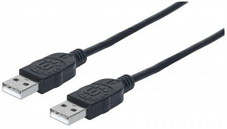 MANHATTAN Hi-Speed USB A Anschlusskabel, USB 2.0, Typ A Stecker - Typ A Stecker, 480 Mbps, 3 m, Schwarz, 353915