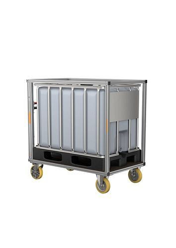 DENIOS Rollcontainer IBC, inkl. IBC-Tank, Fassungsvermögen 640 l, 305158