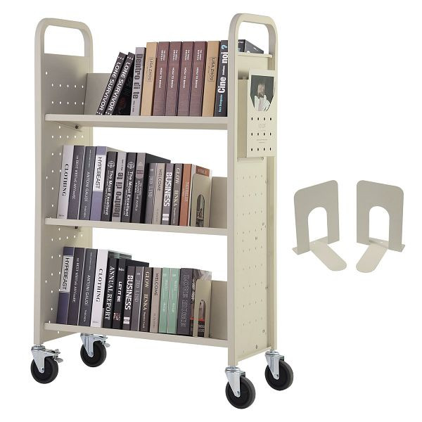 VEVOR Bibliothekswagen 79x38,5x125cm 3 Regale Kohlenstoffstahl+kaltgewalzte Stahlplatte 150kg Gewichtskapazität (50kg pro Regal), VXTSGTCMS3308Z0V7V0
