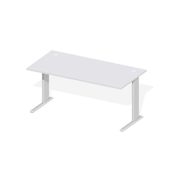 Deskin Schreibtisch Basic M MULTI M, Dekor lichtgrau, Gestell Alusilber, B 1600 x T 800 x H 740 mm, 219666