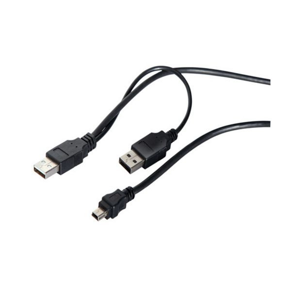 S-Conn USB-Y-Stromkabel, 2 x USB A-Stecker auf USB-B-Mini 5 pin Stecker, USB 2.0, KUPFER 1,0m, 14-20025