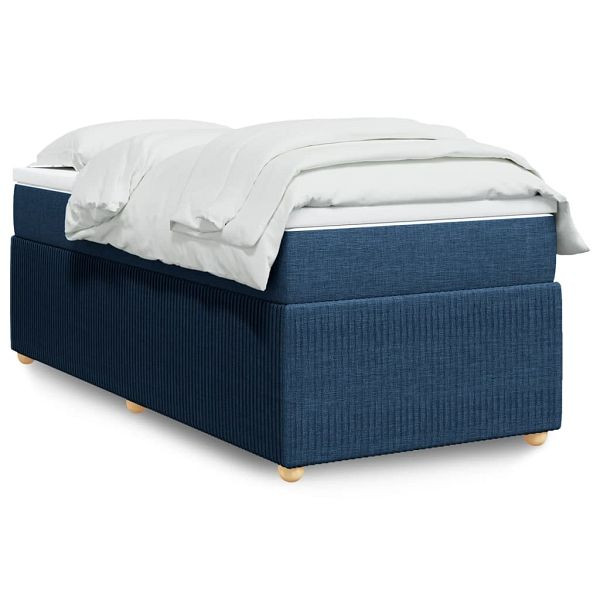 vidaXL Boxspringbett mit Matratze Blau 90x190 cm Stoff, 3285538