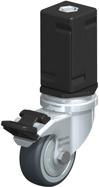 Blickle LRA-TPA 50K-FI-FK-EV07 Apparate-Lenkrolle mit Expander & Feststeller, Thermoplastisches Gummi-Elastomer, Grau, 847787