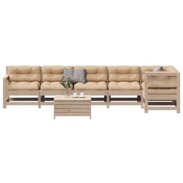 vidaXL 7-teilig Garten-Lounge-Set mit Kissen Massivholz Kiefer, 3250884
