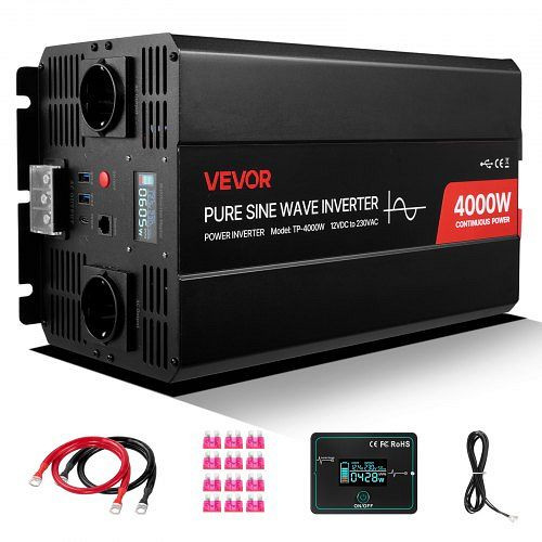 VEVOR 4000W 12V DC auf 230V AC Sinus-Wechselrichter mit LCD, Fernbedienung, USB, Typ-C, für RV & LKW, LCDPYKCZXNBQ11UIQ001V2