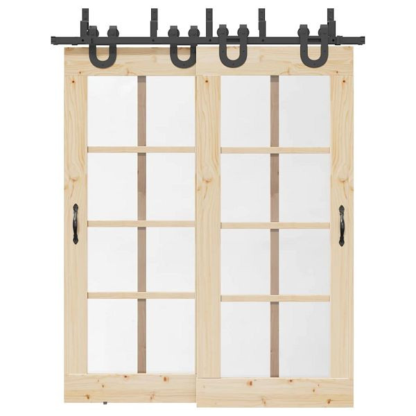 vidaXL Schiebetürbeschlag-Set 183 cm Stahl Schwarz, 3295733