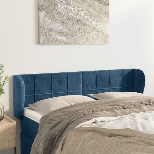 vidaXL Kopfteil mit Ohren Dunkelblau 147x23x78/88 cm Samt, 3117196