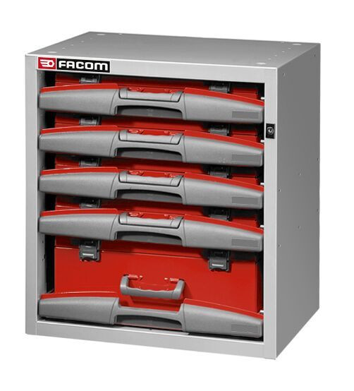 Facom Matrix Regal, klein, hoch, mit 5 austauschbaren Schubladen, F50000024