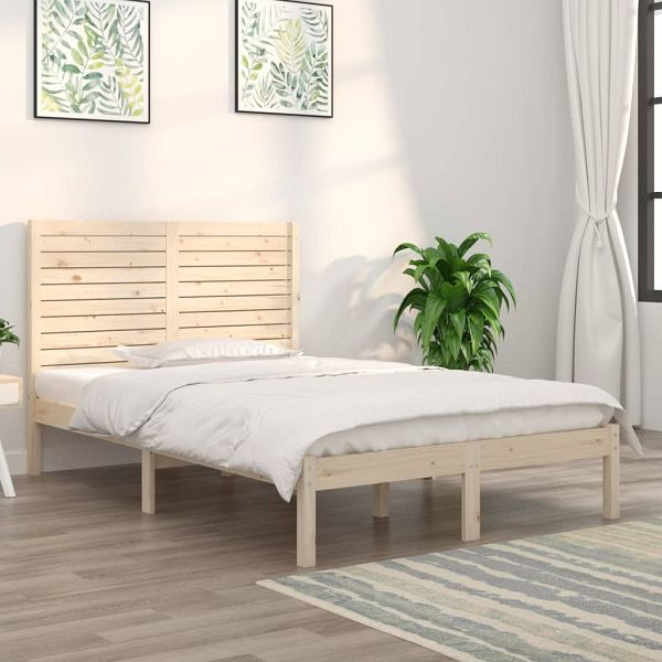 vidaXL Massivholzbett 140x190 cm, Material: Massives Kiefernholz (unbehandelt), 3104588