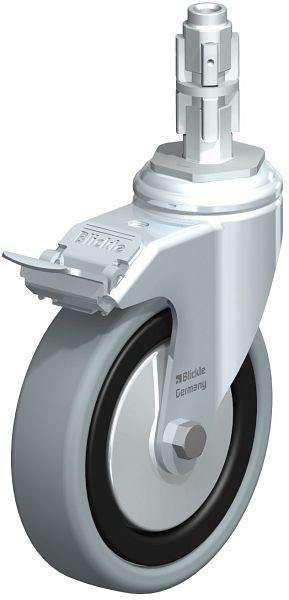 Blickle LKRA-VPA 126G-11-FI-FA-E13 Apparate-Lenkrolle mit Expander & Feststeller, Vollgummi, Grau, 558114