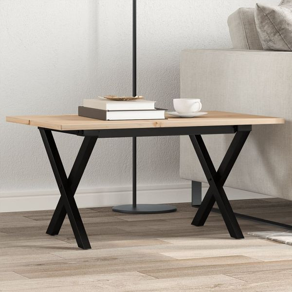 vidaXL Couchtisch X-Gestell 80x50x40cm Massivholz Kiefer und Gusseisen, 3282684