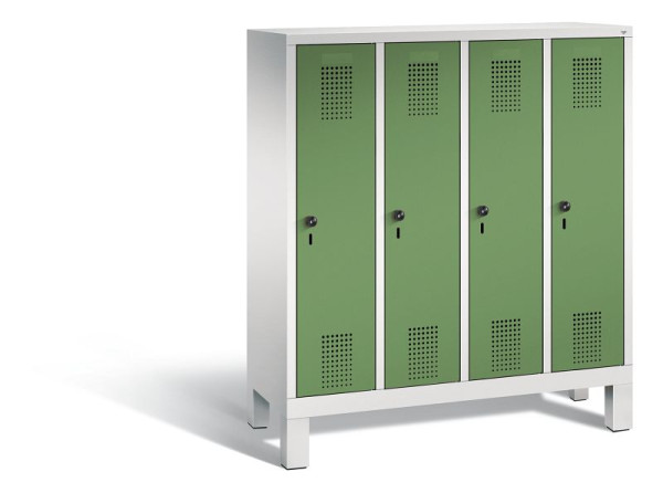 C+P Kindergarten-Spind Evolo, 4 Abteile, H1350xB1190xT300 mm, Grau/Resedagrün, 480103-40 S10056