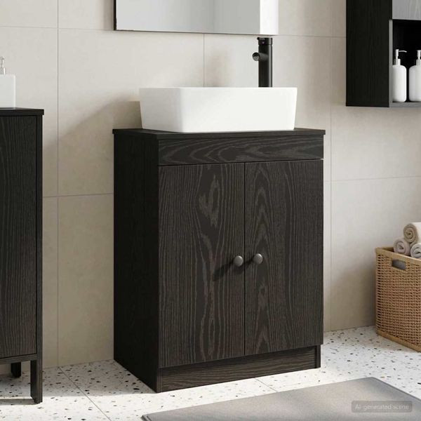 vidaXL Badezimmerschrank mit Waschbecken Schwarz 54 x 35 x 83 cm, 890131