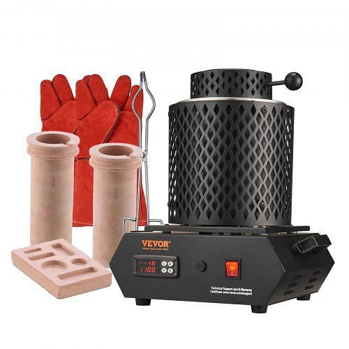 VEVOR Goldschmelzofen 1350W 1150, digital, 1kg/3kg Keramiktiegel mit Tiegelzange & Handschuhen, für Gold/Silber/Kupfer/Alu, rot, DRJLCGTCGGHS05CHA001V2
