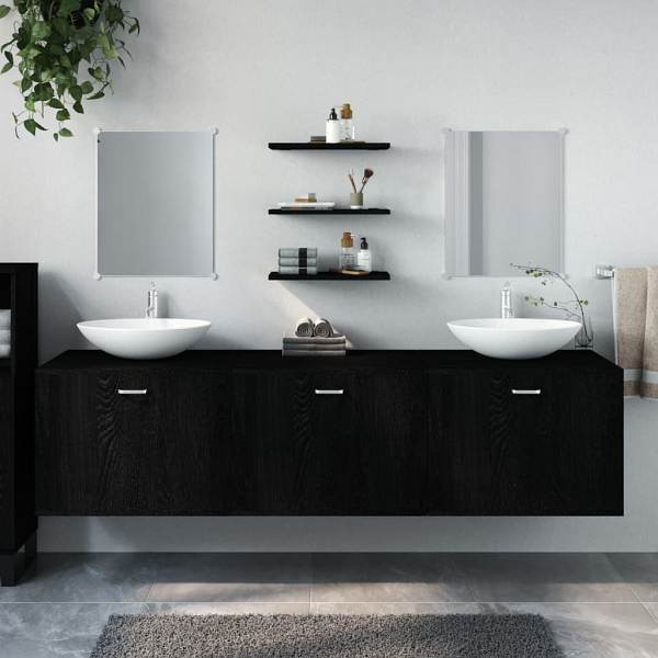 vidaXL 6-tlg. Badmöbel-Set Schwarz Holzwerkstoff, 242565
