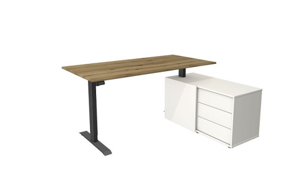 Kerkmann Komplettarbeitsplatz Move 1 anthrazit, Weiß/Eiche, 10217055