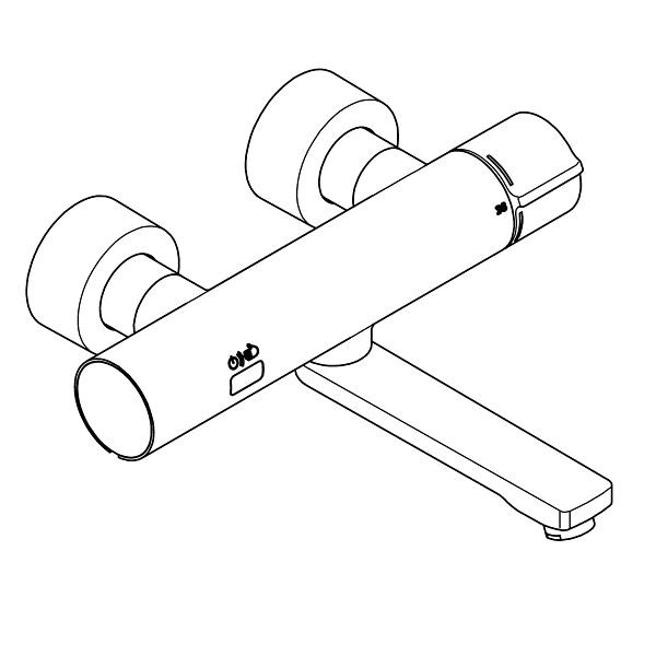 KWC Thermostatbatterie, F5, Zeitsteuerung, Wandbatterie, Schwenkauslauf, Ausladung 260 mm, 6 V Batterie, 3600004011