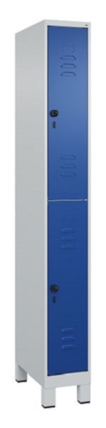 C+P Doppelstöckiger Spind Classic PLUS, Füße, 1950x250x500mm, 7035/5010, 080310-19 S10003