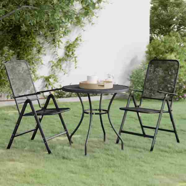vidaXL 3-tlg. Garten-Essgruppe Streckmetall Anthrazit, 3084713