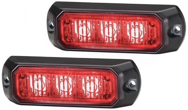 HELLA LED-Blitz-Kennleuchte, BST, 12/24V, rot, Schraubanschluss/Anbau, Kabel: 200mm, Stecker: offene Kabelenden, Set, 2XD 014 561-601