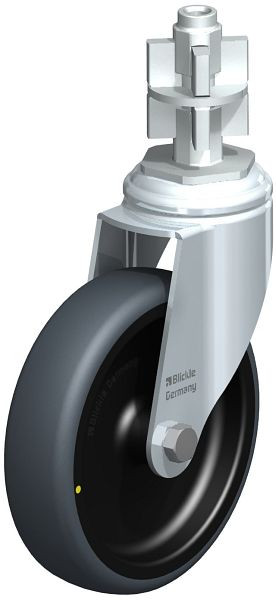 Blickle LKRA-TPA 126G-11-ELS-E17 Apparate-Lenkrolle mit Rückenloch, Thermoplastisches Gummi-Elastomer, Grau, 663252