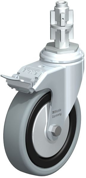 Blickle LKRA-VPA 126G-11-FI-FA-E14 Apparate-Lenkrolle mit Expander & Feststeller, Vollgummi, Grau, 750828