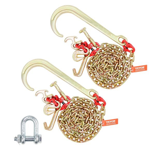 VEVOR 2 Stück 8mmx1,8m G80 Abschleppkette J/T/R-Haken Kette Transportkette 2448kg, RTJGTLMGDX2JFH5FDV0
