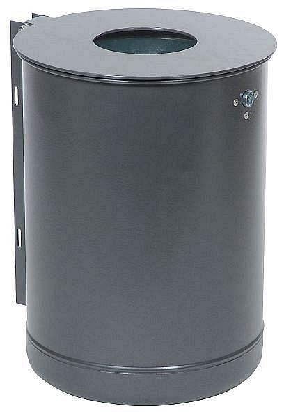 Renner Rund-Abfallbehälter ca. 50 L, ungelocht, mit stabiler Deckelscheibe, feuerverzinkt und pulverbeschichtet, anthrazitgrau, 7039-20PB 7016