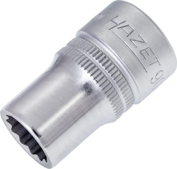 Hazet Steckschlüsseleinsatz, Doppelsechskant, Vierkant hohl 12,5 mm (1/2 Zoll), 12 mm, Mit Rändelung, 900Z-12