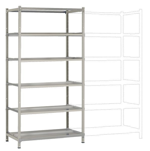 Manuflex Archivdoppel-Grundregal mit 5 Stahlböden, HxBxT = 1900 x 960 x 600 mm, RA2241.7035