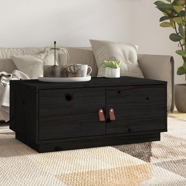 vidaXL Couchtisch Schwarz 80x50x35 cm Massivholz Kiefer, 818254
