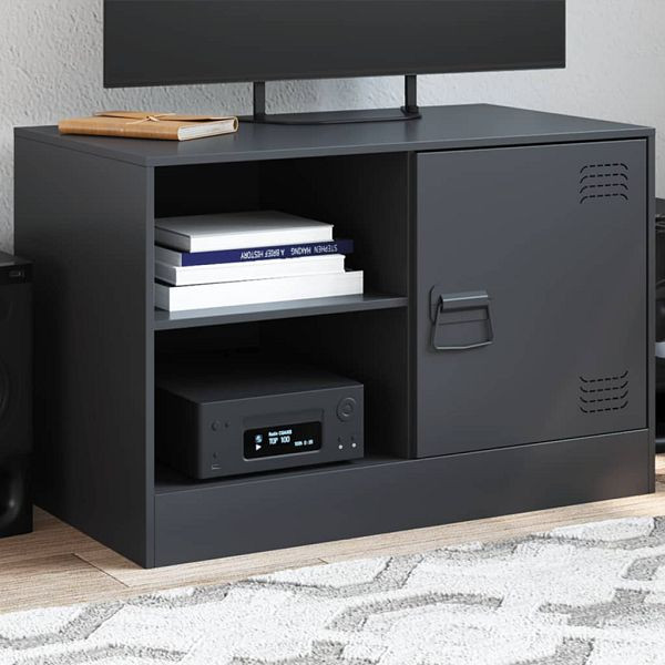 vidaXL TV-Schrank Schwarz 67x39x44 cm Stahl, Material: Kaltgewalzter Stahl, 841691