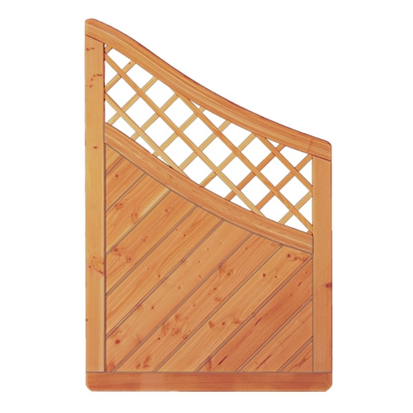 T&J CLASSICO-Serie Zaunelement Krone-Ranki Abschluß, 90 x 140/90 cm, Douglasie, Rahmen 40/68 mm, Profilbretter 16/118 mm, 26427