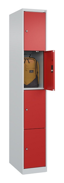 C+P Schließfachschrank Evolo PLUS, 4 Fächer, 1850x300x500mm, 7035/3000, 049000-104 S10003