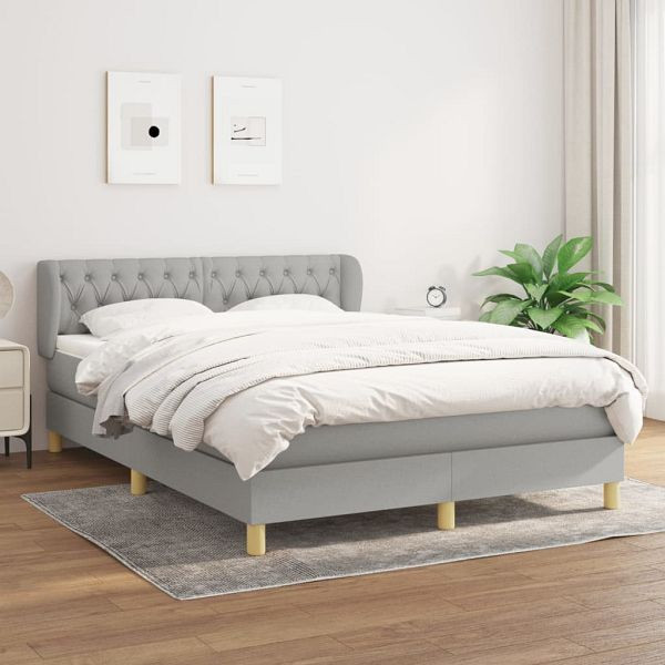 vidaXL Boxspringbett mit Matratze Hellgrau 140x200 cm Stoff, 3127045