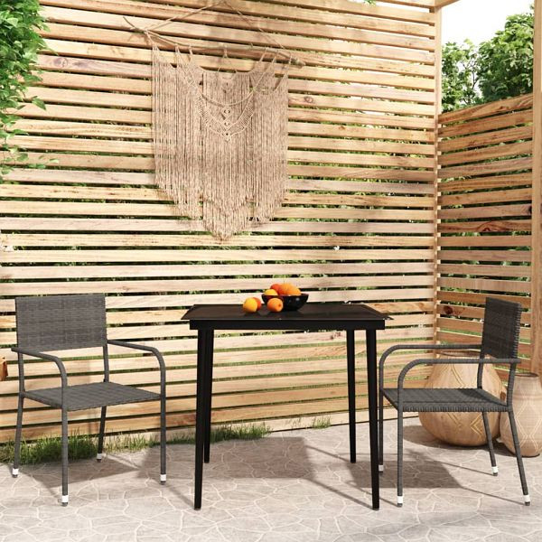 vidaXL 3-teilig Garten-Essgruppe Grau, 3099595, 8720286915691