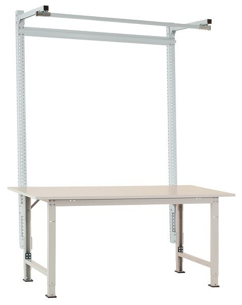 Manuflex Aufbauportal mit Ausleger in Lichtgrau RAL 7035, für PACKPOOL Spezial mit Breite von 2000 mm, AS1623.7035