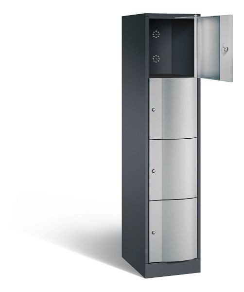 C+P Schließfachschrank Resisto, H1950xB396xT540mm, Farbe: Schwarzgrau / Weißaluminium, 8470-172 S10003