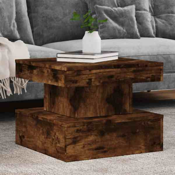 vidaXL Couchtisch mit LED-Leuchten Räuchereiche 50x50x40 cm, 839844