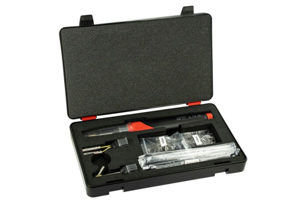 Busching Multifunktions Lötkolben-Set "ABS" 30W/500°C/3,7V, 5xPPrund, 5xPPflach, 5xPS, PE, ABS thermoplast Stäbe, 100884