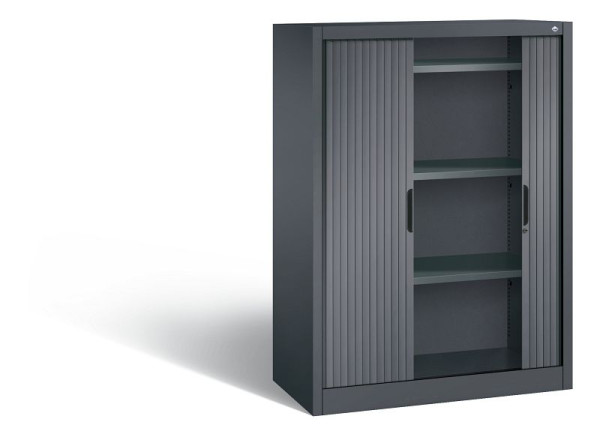 C+P Sideboard mit Rollladen Omnispace, H1345xB1000xT420mm, Farbe: Schwarzgrau, Griffmulde, 3 OH, 3222-00 S10028