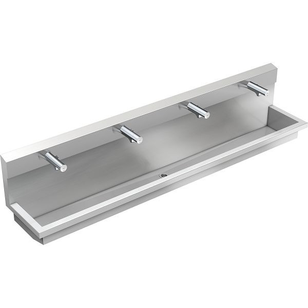 KWC Waschplatzeinheit, PLANOX, Edelstahl, 2400x530x440 mm, 4x Waschplätzen, Waschplatzbatterie elektronisch gesteuert, 3600004045