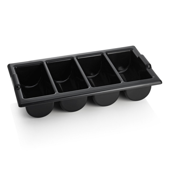 WAS Besteckkasten GN 1/1, mit 4 Einteilungen, schwarz, Polyethylen, 1518003