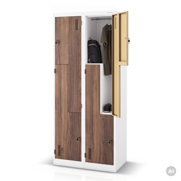 Jan Nowak Kleiderschrank Typ L, Weiß, Nussbaum, 800x1850x450 mm, JULIA Eco Design, 2257