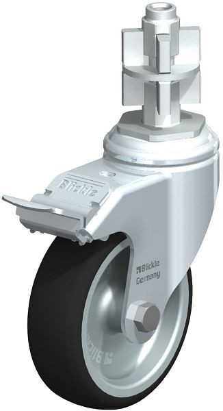 Blickle LKRA-PATH 101G-11-FI-E17 Apparate-Lenkrolle mit Rückenloch & Feststeller, Thermoplastisches Polyurethan, Grau, 848763