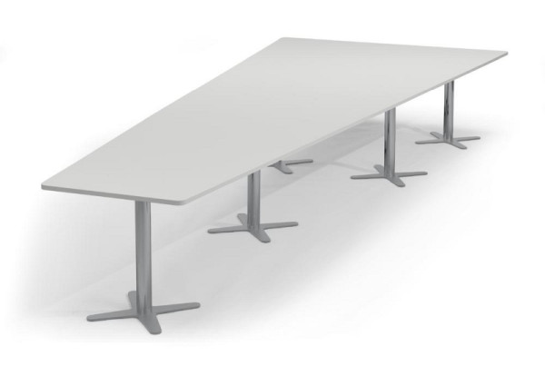 Deskin Konferenztisch DUBLIN, Dekor: Lichtgrau, Gestellfarbe: Alusilber RAL 9006, BxHxT: 5000 x 735 x 2050 mm, 330303
