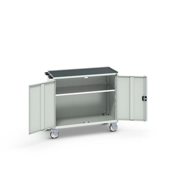 bott verso mobiler Schubladenschrank, mit 2 Türen, Fachboden und Abrollrand, BxTxH: 1050 x 550 x 965 mm, Lichtgrau / Lichtgrau, 16927064.16